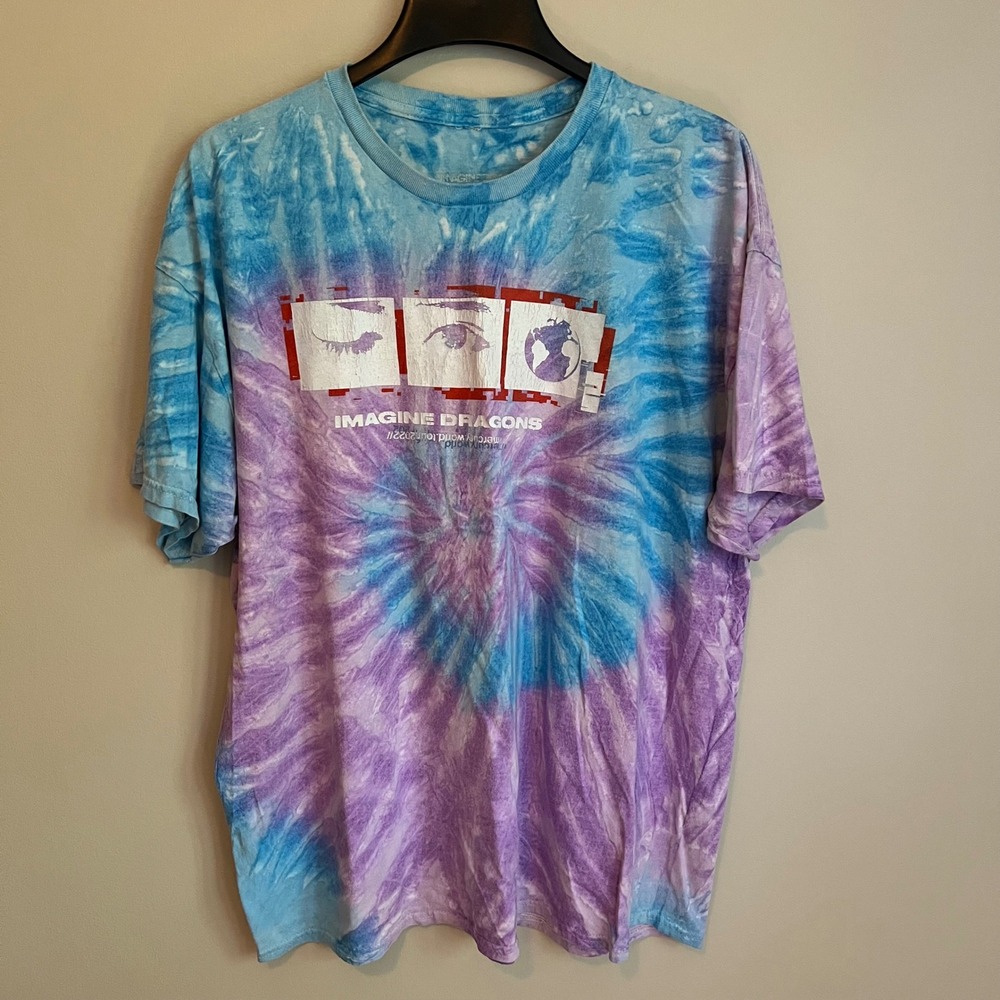 Imagine Dragons Mercury World Tour 2022 Tie Dye Graphic T-Shirt XXL Band Tee